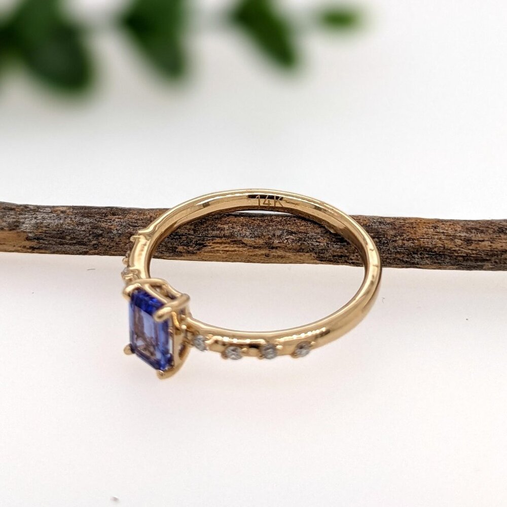 Tanzanite Ring in Solid 14K Gold with Natural Diamond Accents - Picture 6 of 7